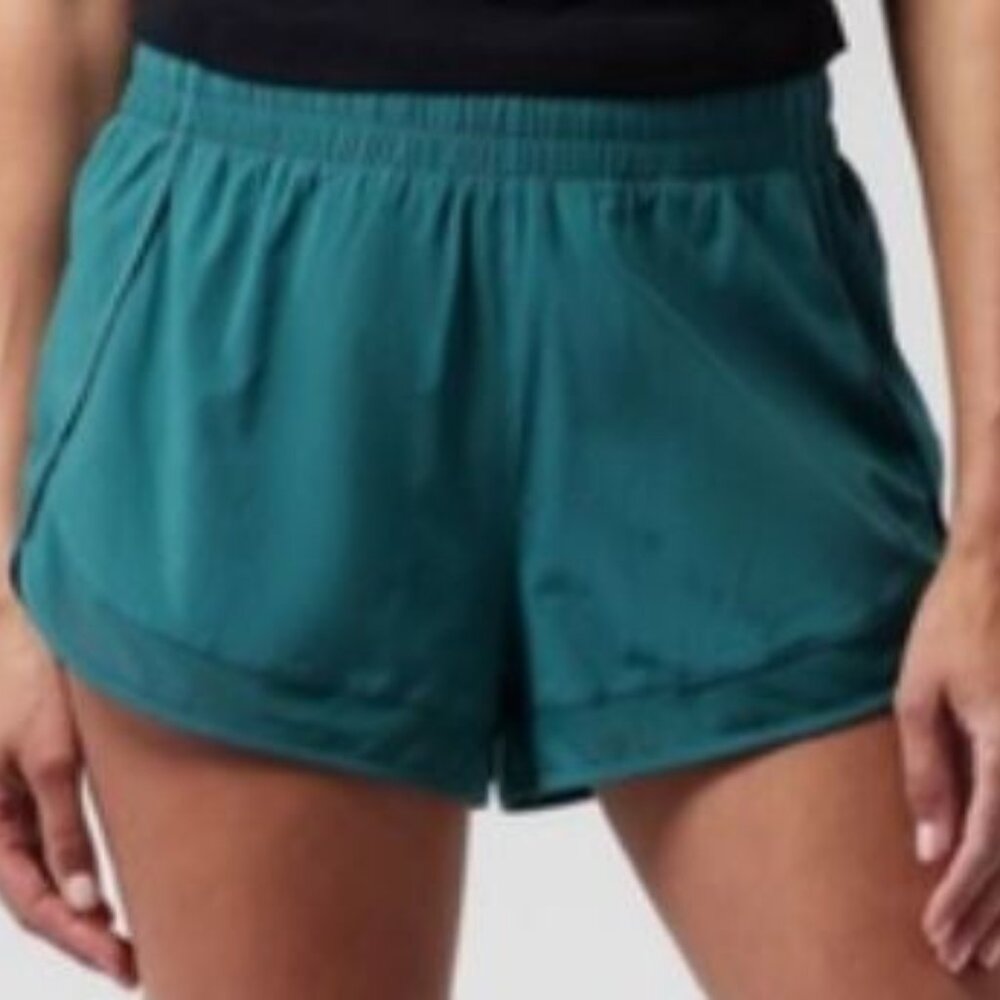 Athleta~Women~Mesh Racer Shorts~Aqua~Medium